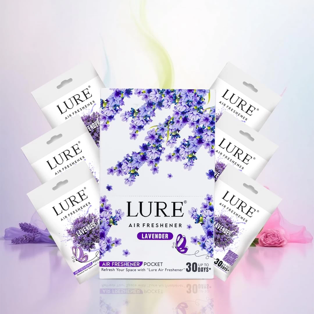 LURE Gel Pocket Air Freshener For Bathroom, Toilet, Home | Germ Protection | Last Upto 30 Days - Lavender 10 Gm