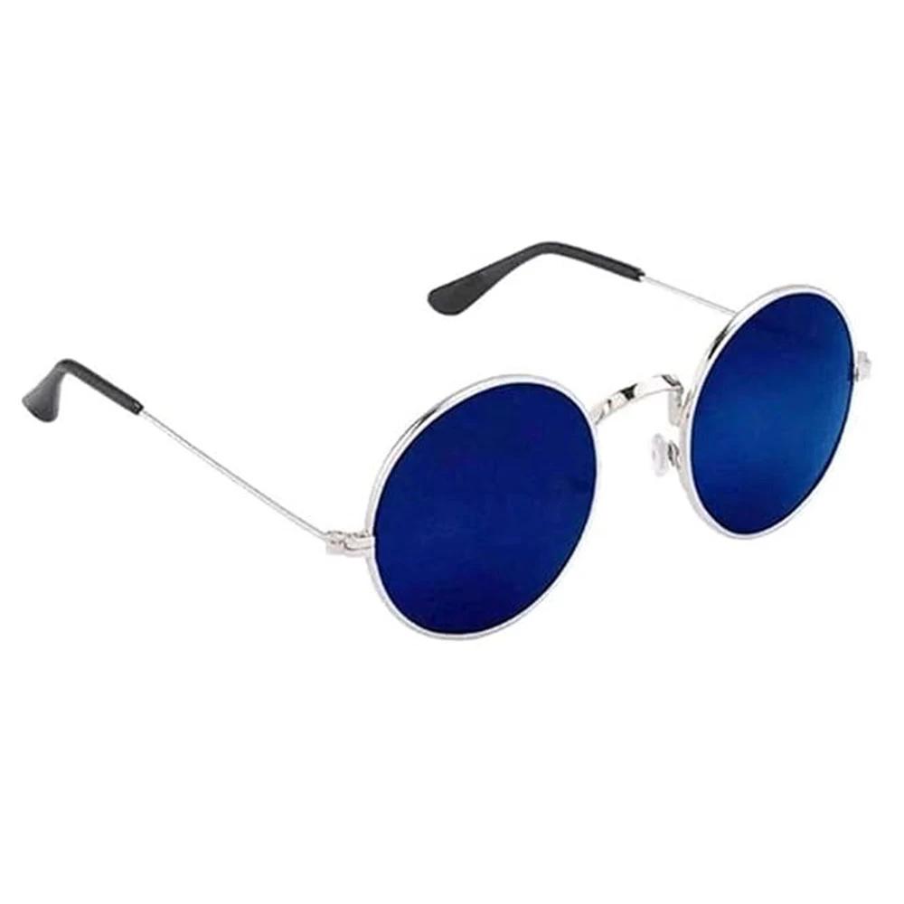Round Blue Colour Sunglasses for Men & Women | UV Protected Stylish Retro Shades