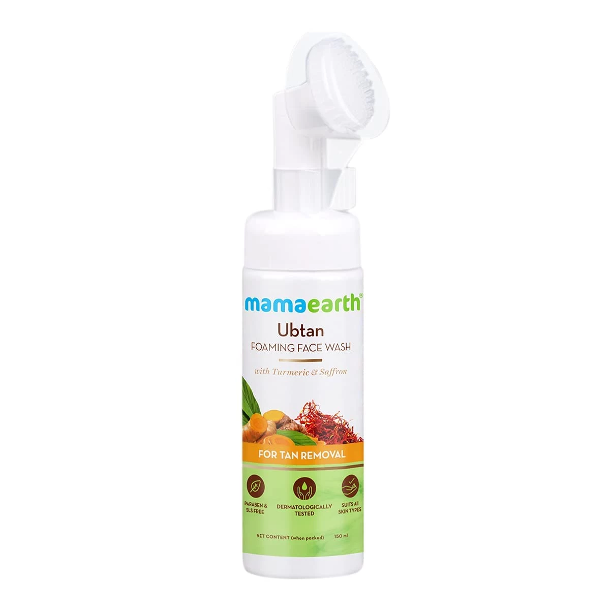 Mamaearth Ubtan Foaming Face Wash with Turmeric and Saffron for Tan Removal Brightens Skin | Removes Tan | Gently Exfoliates
