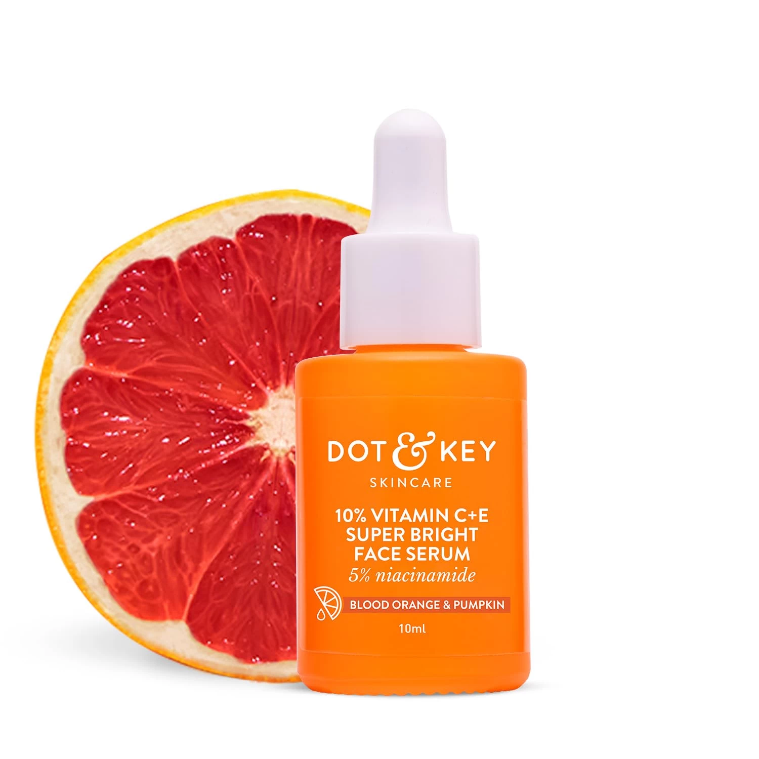 DOT & KEY 10% Vitamin C + E Serum with 5% Niacinamide,for Glowing Skin,Fades Dark Spots & Hyperpigmentation,Infused with Blood Orange & Pumpkin,Targets Dull & Uneven Skin,For All Skin Types,20ml