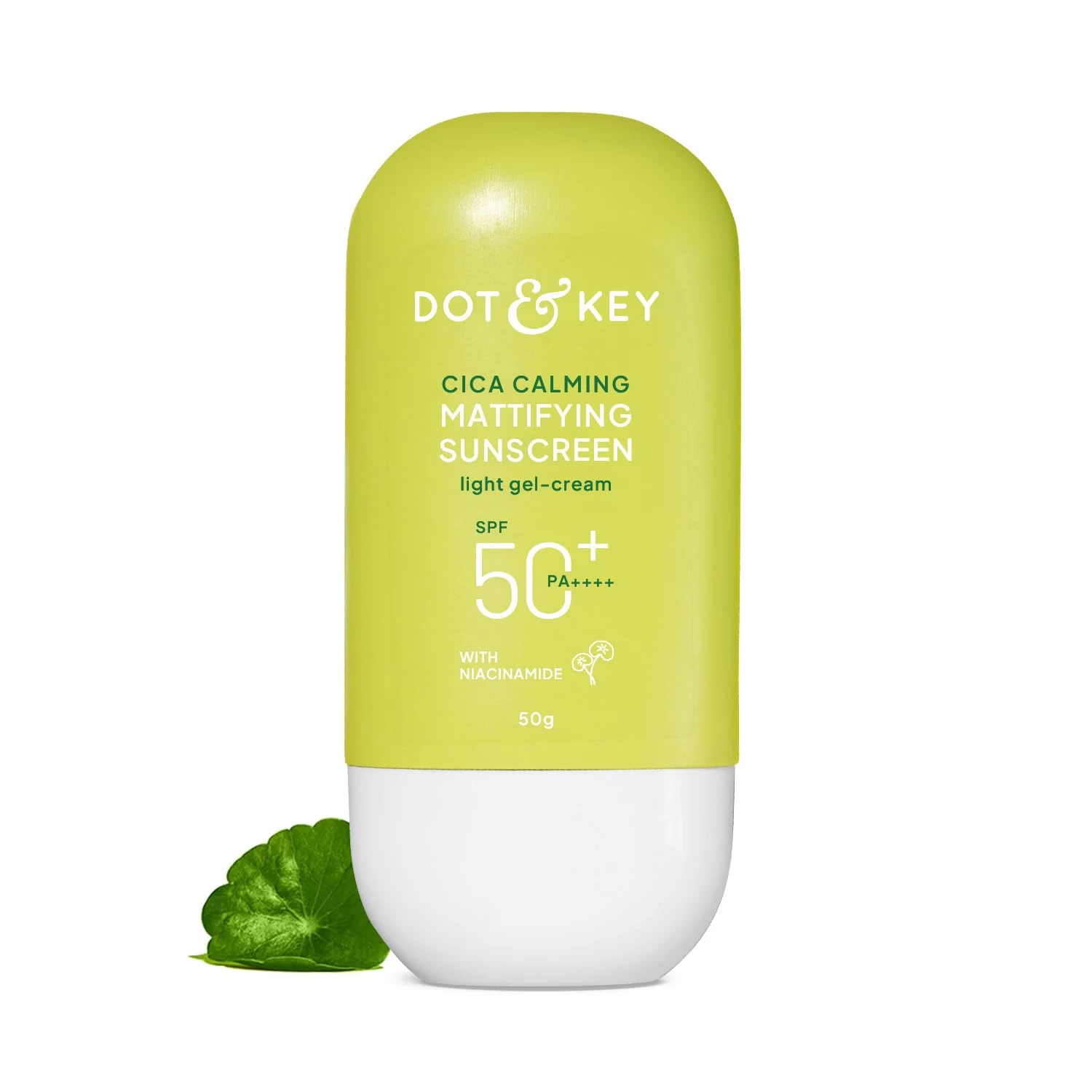 Dot & Key CICA Calming Mattifying Sunscreen SPF 50 PA++++ In-Vivo Tested | For Oily Acne Prone & Sensitive Skin | UVA/UVB Protection | No White Cast, Ultra Light, Fragrance Free & Quick Absorbing |