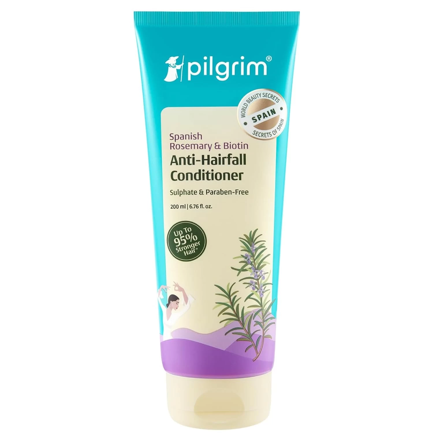 Pilgrim Spanish Rosemary & Biotin Anti Hairfall Conditioner for Reducing Hair Loss & Breakage | Upto 95% stronger hairs | Suitable for all hair types | For Men & Women 200ml