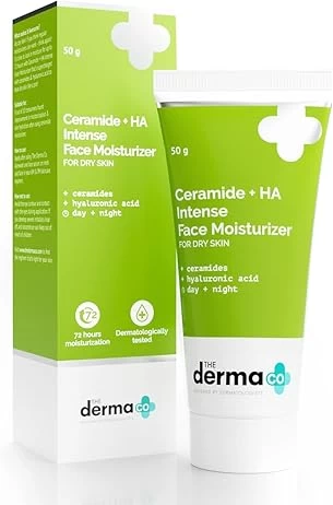 The Derma Co Ceramide + HA Intense Moisturizer Cream With Hyaluronic Acid | For Dry Skin | Repairs Dry & Dull Skin | Locks In Moisture | 50 g