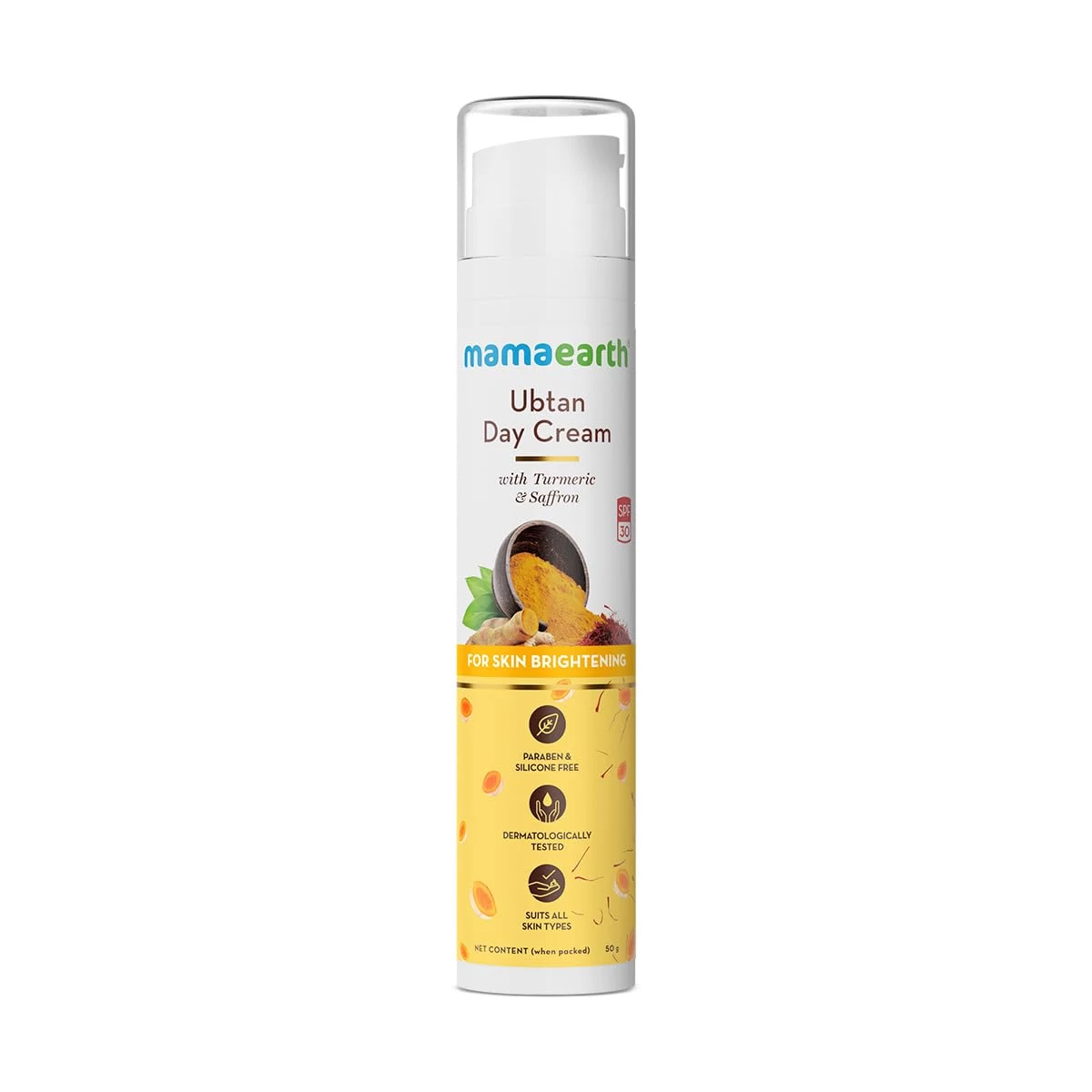 Mamaearth Ubtan Day Cream for glowing skin with Turmeric & Saffron for Skin Brightening – 50 g