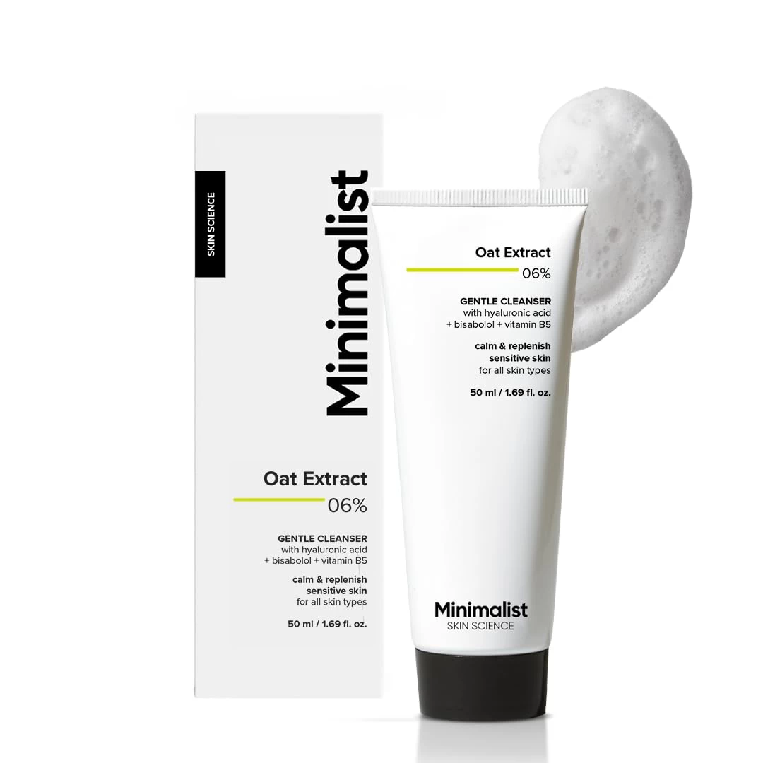 Minimalist Gentle Face Wash With 6% Oat Extract & Hyaluronic Acid For Sensitive Skin (Dry to Normal) | Sulphate Free | Non-Drying | Fragrance Free | Gentle Cleanser