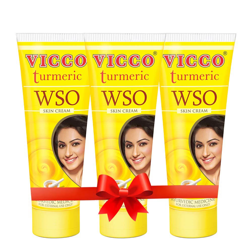 Pack Of 60 Gram Set Of 3 Vicco Turmeric Wso Skin Cream - Herbal Cream,