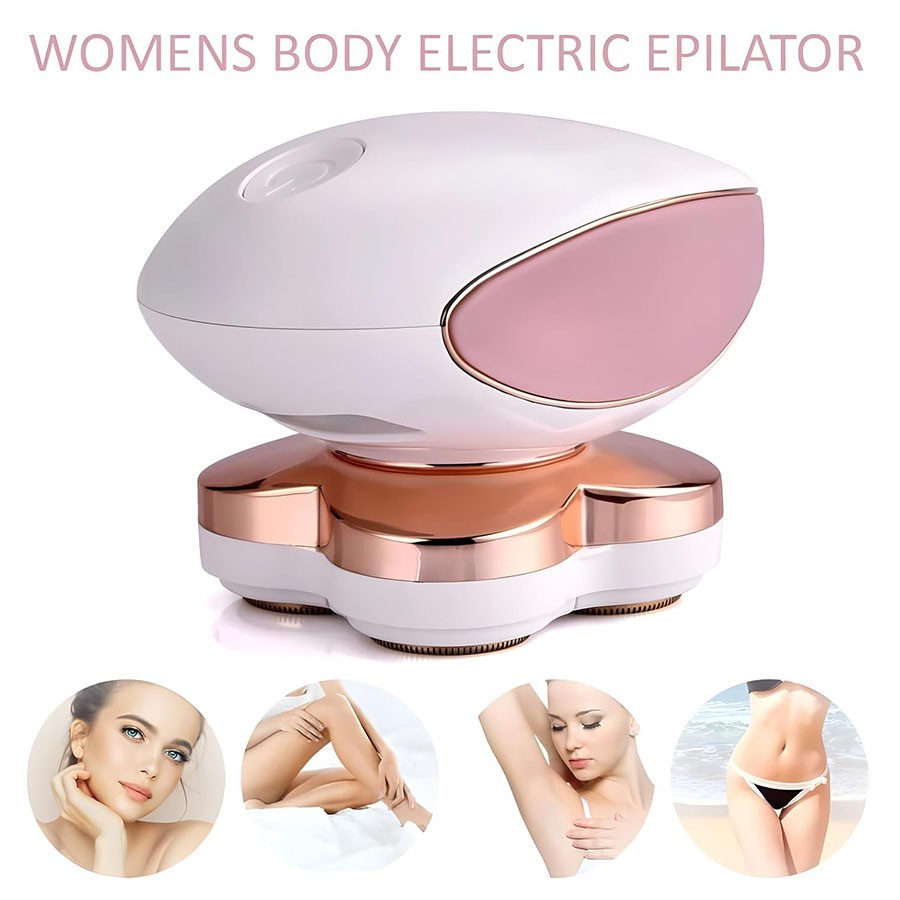 Rechargeable Electric Gold Plated Heads Pain Free Cordless 4 Blade Legs Hair Remover for Women