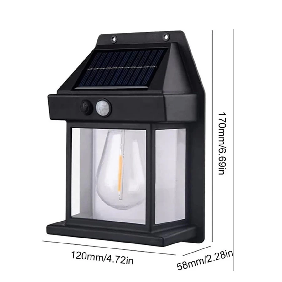 Btag Sun-Powered Wall Light Outdoor with Motion Sensor – Waterproof Exterior LED Sconce Lamp, Auto Charging Security Light for Porch, Patio, Garden, Pathway & Yard Lighting. PO1 (SL002_Warm Yellow)