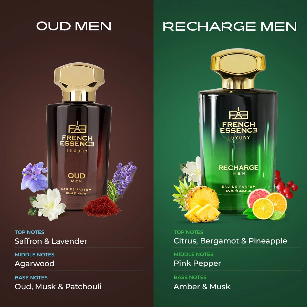 French Essence Oud + Recharge Premium Perfume Set for Men