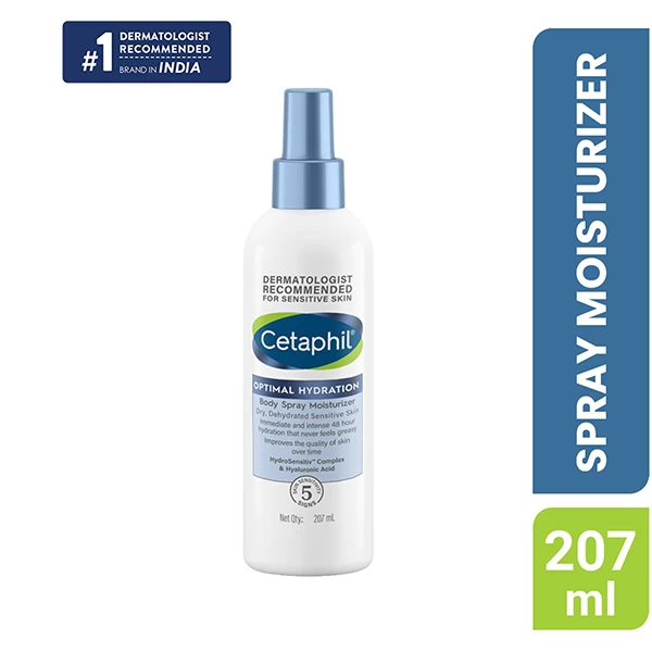 Cetaphil Optimal Hydration Body Spray Moisturizer| Lightweight moisturizer & non-greasy | Hyaluronic Acid, Sunflower Oil, Blue Daisy extract