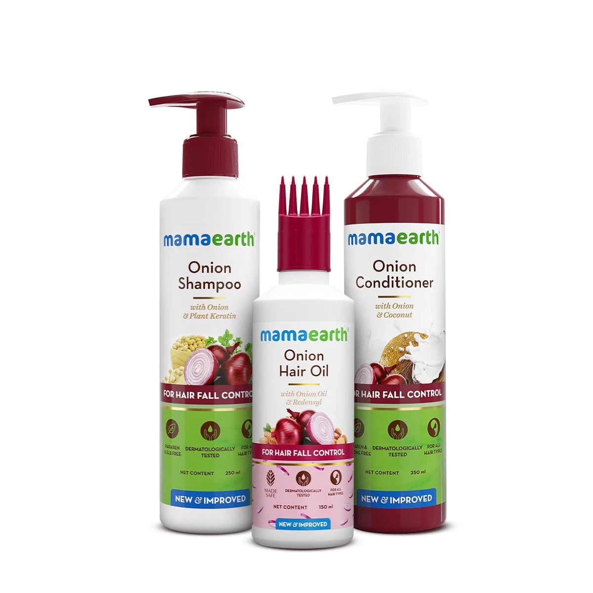3Pcs Onion Hair Oil-Shampoo & Conditioner Combo -250ml Each