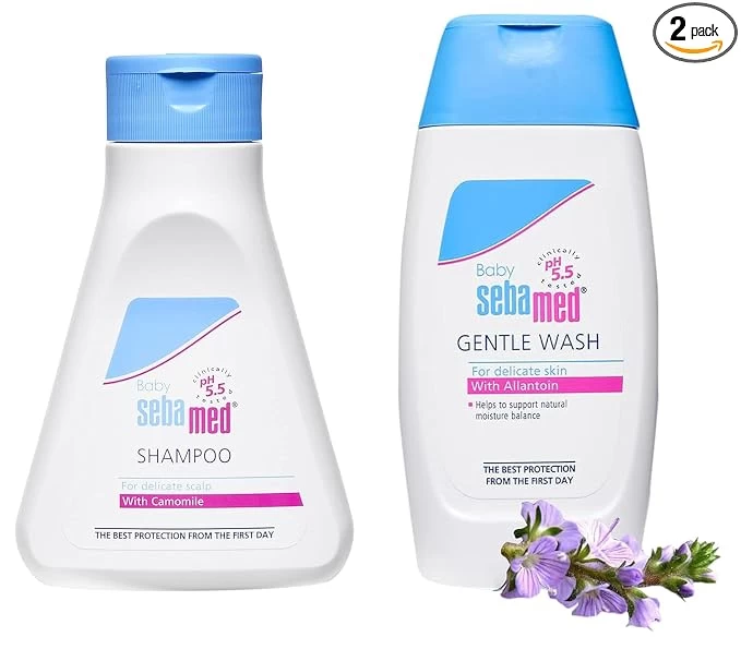 Sebamed Combo of Baby Shampoo 150ml with Baby Wash 200ml Natural moisturisers No tears formula For delicate scalp
