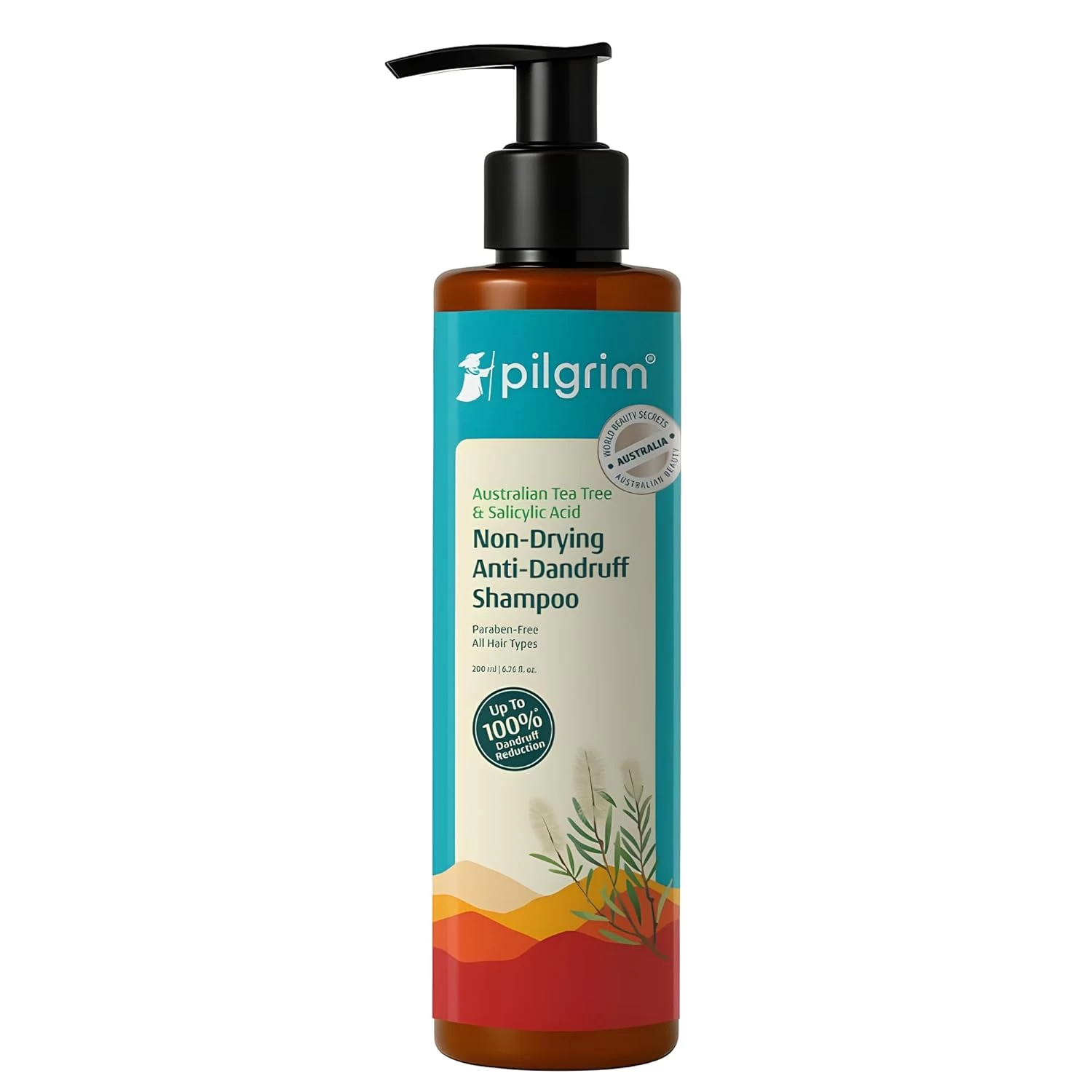 Pilgrim Australian Tea Tree & Salicylic Acid Anti-Dandruff Shampoo with Cool Menthol | Up to 100% Dandruff Reduction*| Soothes Itchy Scalp | Non-Drying Formula | All Hair Types | For Men & Women
