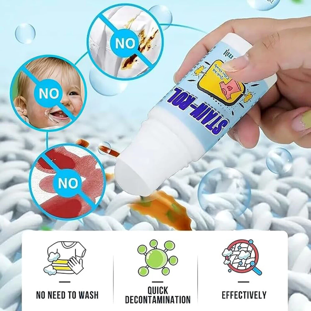 Drumstone White Cotton Clothes Stain Remover Roll - Instant Roller-Ball Cleaner Pen, Fabric Dust & Stain Remover for Clothes and Fabric