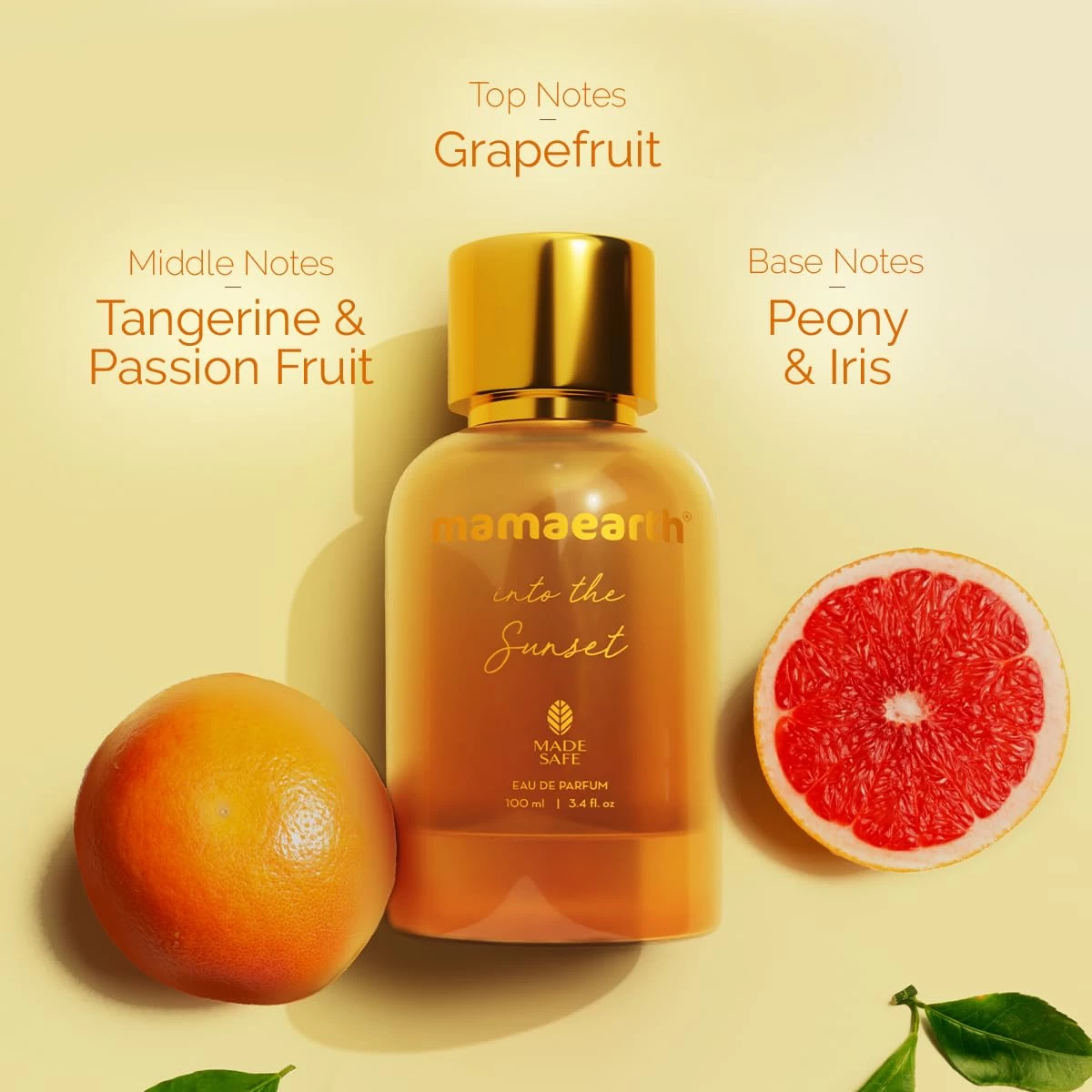 Mamaearth Into the Sunset Liquid Eau De Parfum For Women, 100ml Safe Approved, Premium Long-Lasting, Blend Of Exotic Ingredients Wwith Grapefruit,Tangerine & Peony Notes, Fresh Fruity