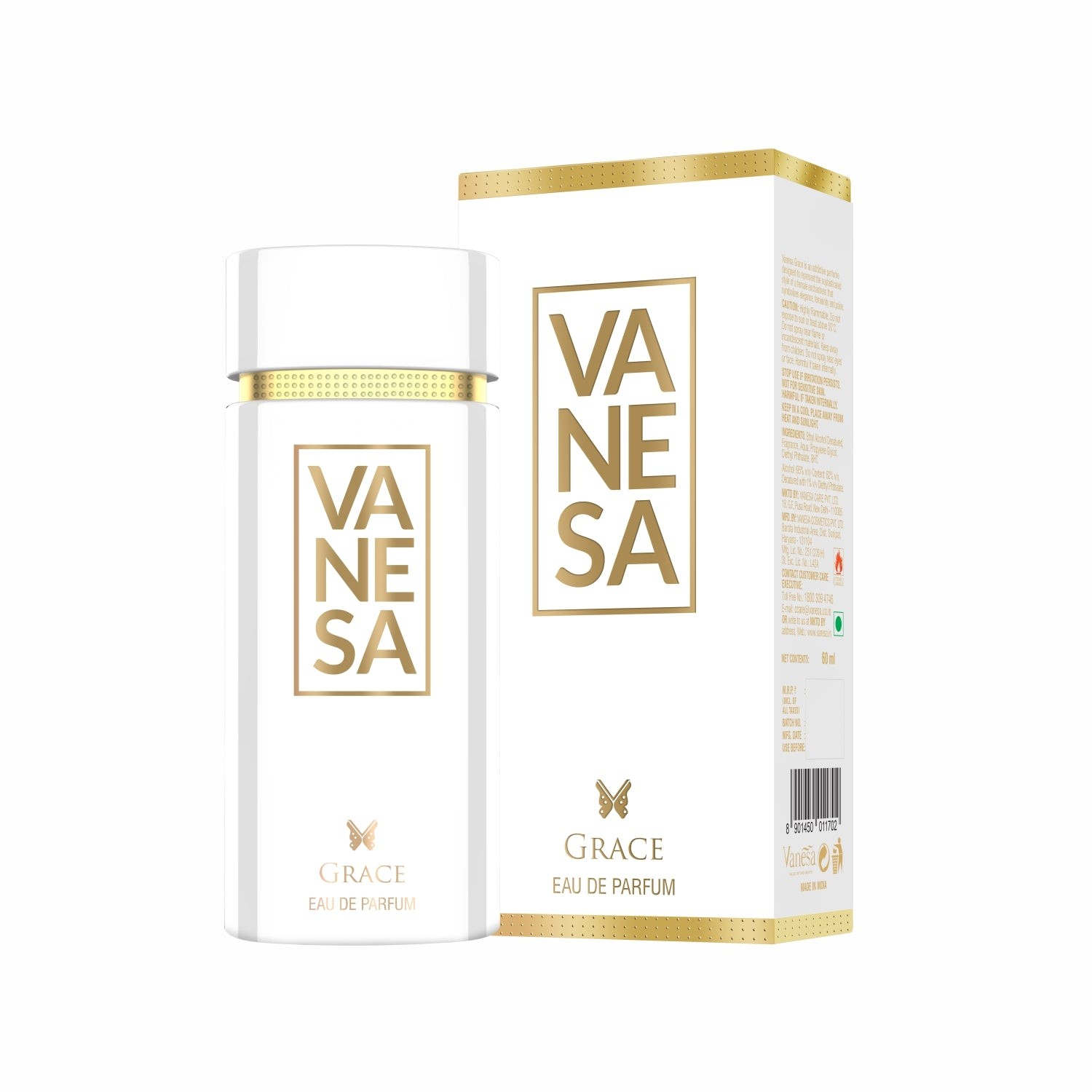 VANESA Grace Eau De Parfum | Long Lasting Fragrance Perfume | Skin Friendly | For Women | 60 ml