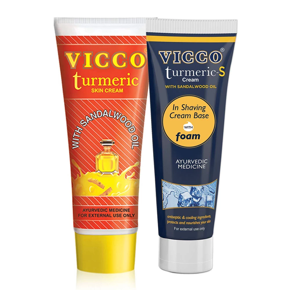 Vicco Pack of Turmeric Skin Cream-70 g + Vicco Shaving Cream(Without Sandalwood OIl)-70 g