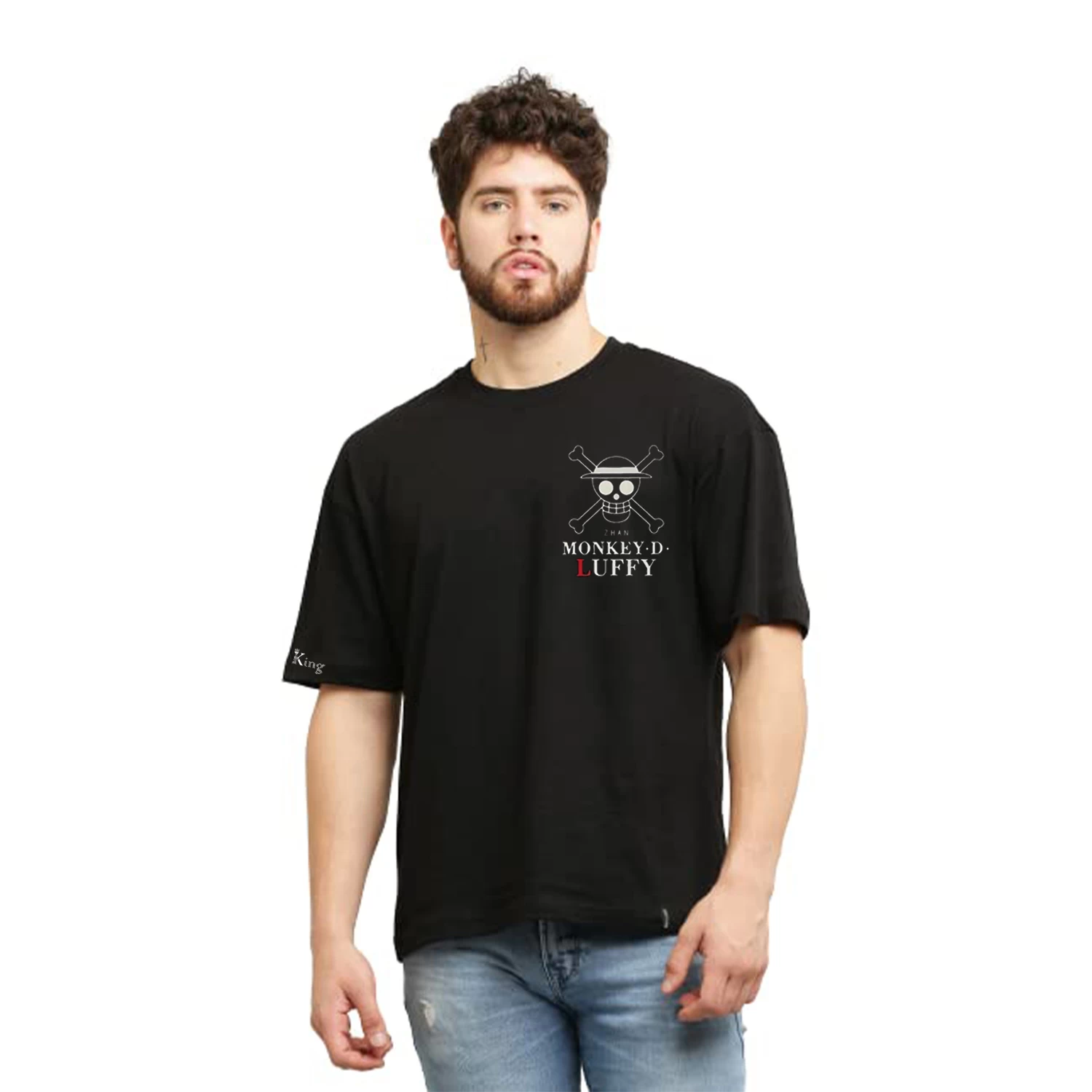 Luffy Onepiece Oversized Anime Black T-Shirt for Men's