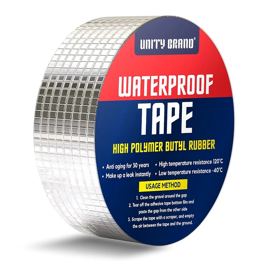 Waterproof Tape Waterproof Tape for Roof Leak, Surface Crack, Window Sill Gap and Tank Leak Waterproof Tape (Manual) (Set of 1, Aluminium Tape)