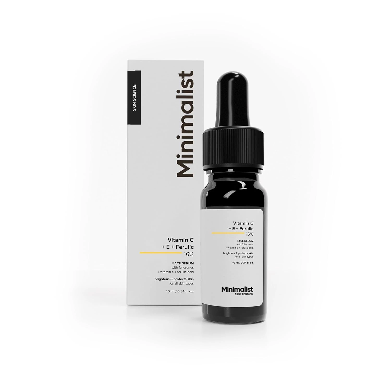 Minimalist 16% Vitamin C Face Serum – Brightening & Glow-Boosting Formula with Vitamin E, Ferulic Acid & Fullerenes, Antioxidant Boost for Radiant Skin