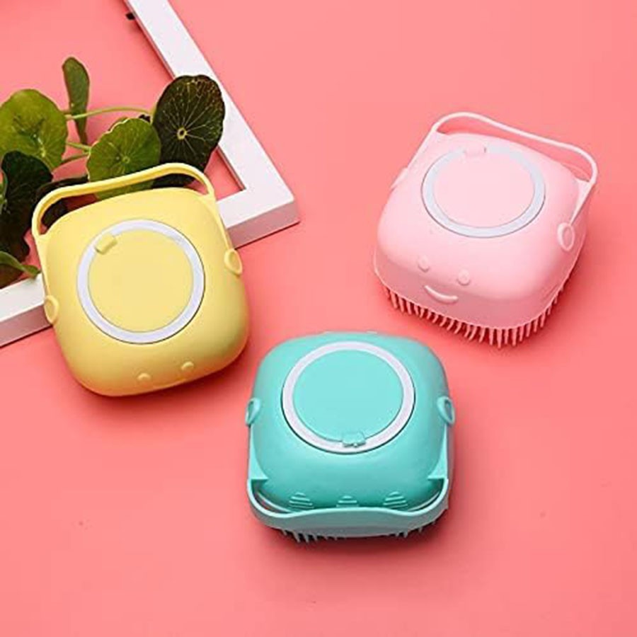 Silicon Massage Bath Brush Hair Scalp & Bathing Brush For Cleaning Body | Shampoo Soap Dispenser | Bathing Tool | Brushes in Random Color