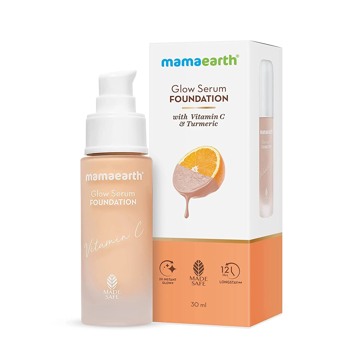 Mamaearth Glow Serum Medium Foundation Dewy With Vitamin C & Turmeric For 12-Hour