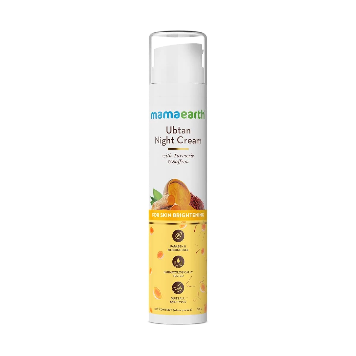 Mamaearth Ubtan Night Cream for glowing skin with Turmeric & Saffron for Skin Brightening – 50 gm