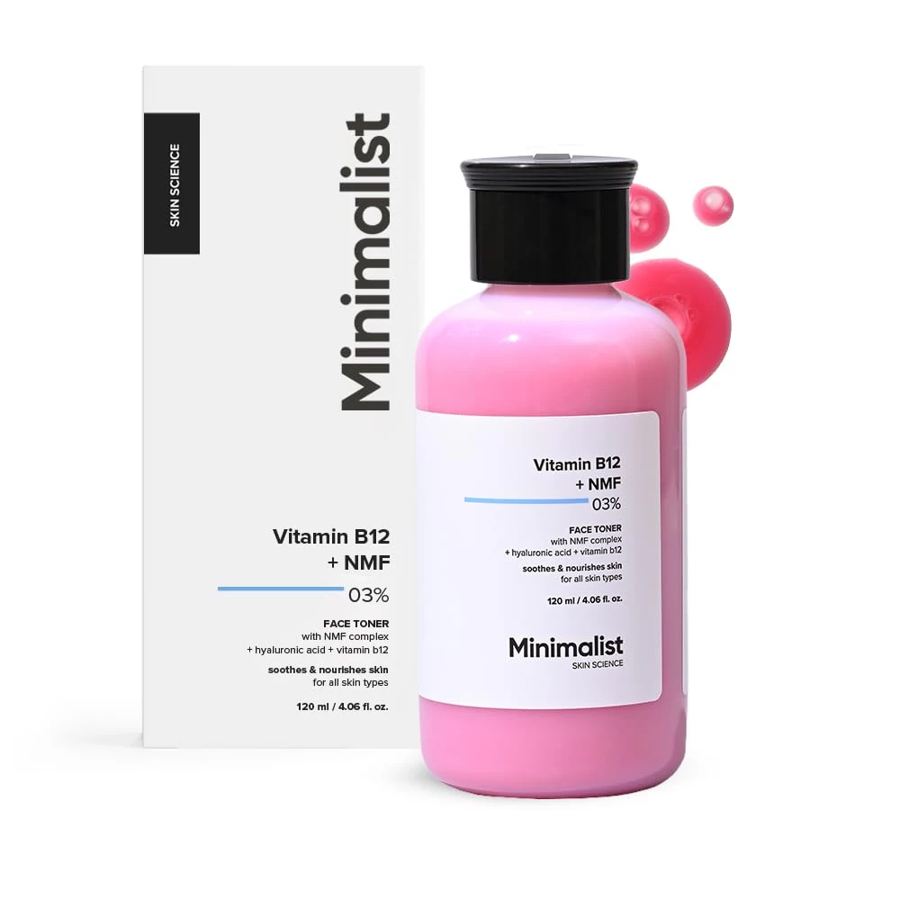 Minimalist Vitamin B12 + Hyaluronic Face Toner – Deep Hydration & Barrier Repair, Panthenol & Natural Moisturising Factors, Lightweight Formula for All Skin Types, 120 ml