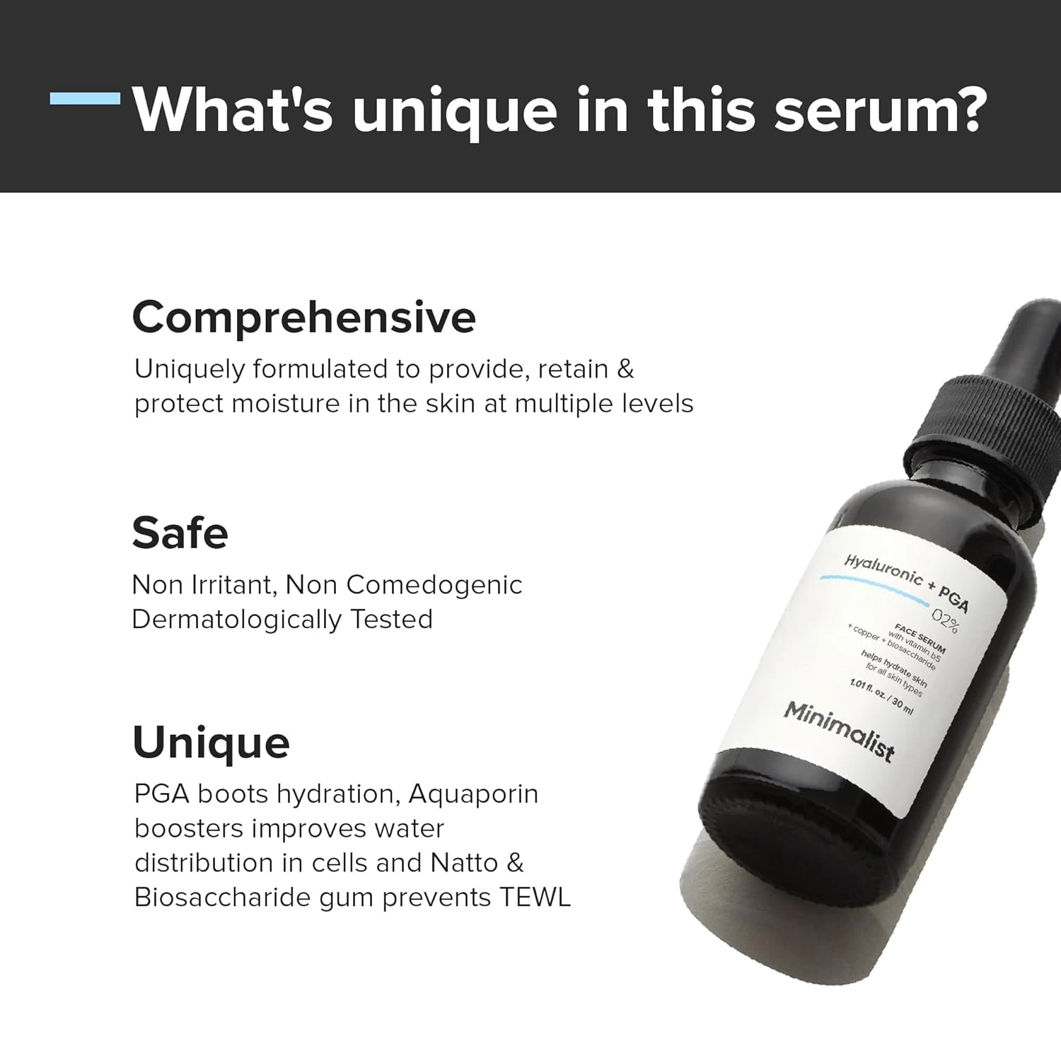 Minimalist 2% Hyaluronic Acid + PGA Serum for Intense Hydration, Glowing Skin & Fine Lines | Daily Hydrating Face Serum For Women & Men with Dry, Normal & Oily Skin |