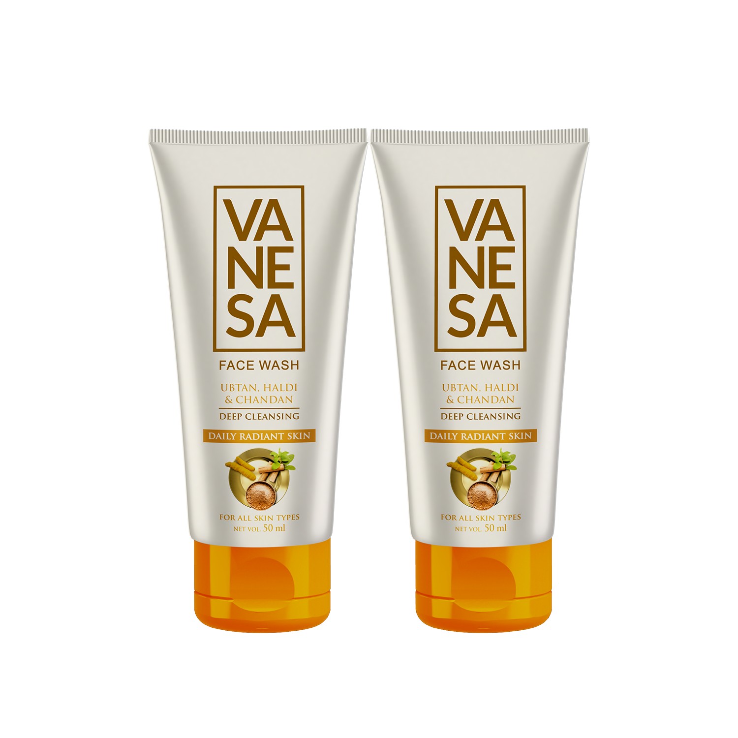 VANESA Face Wash Ubtan, Haldi & Chandan | Deep Cleansing | For Daily Radiant Skin | All Skin Types | 50 ml Combo