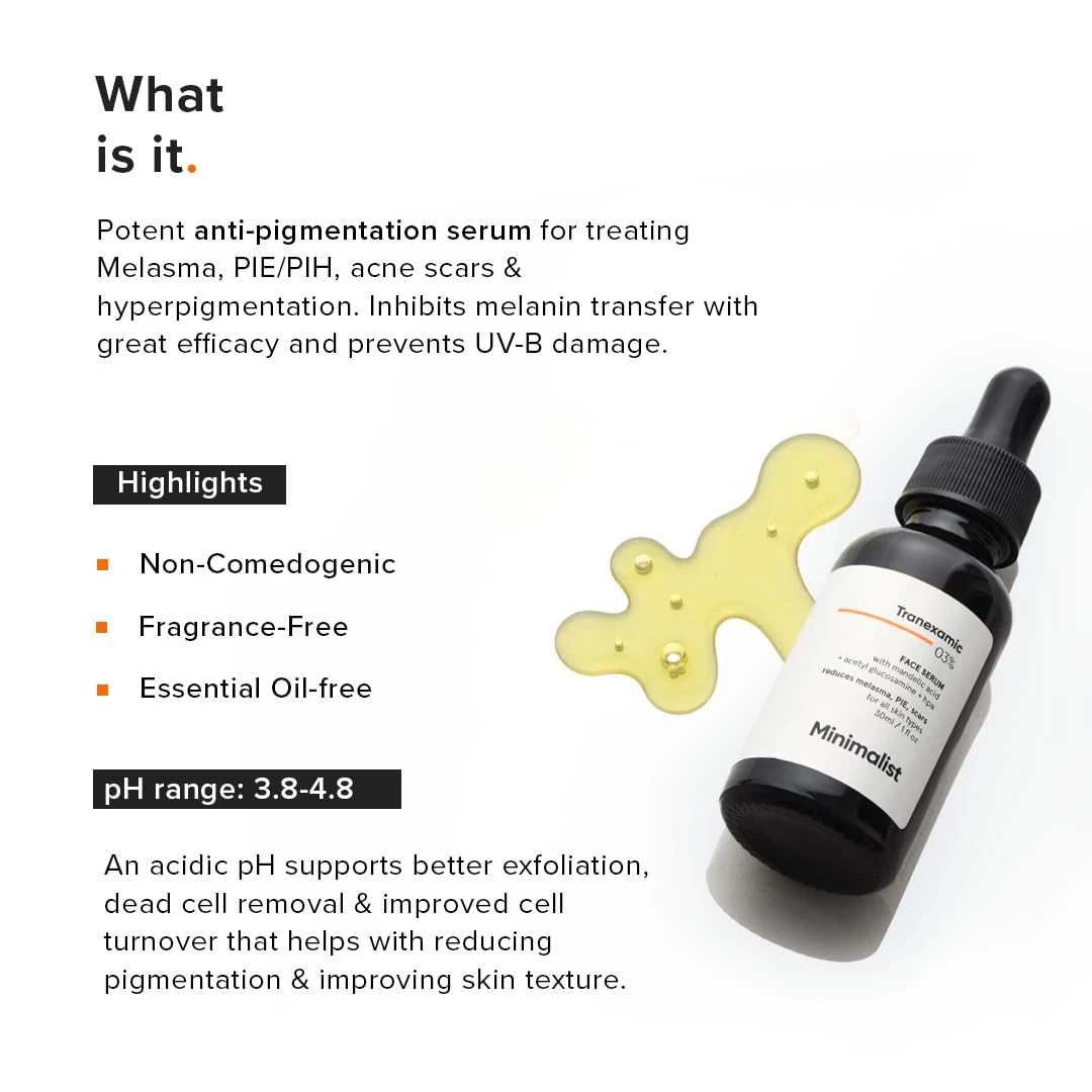 Minimalist 3% Tranexamic Acid Serum for Brighter, Clearer Skin | 30 ml