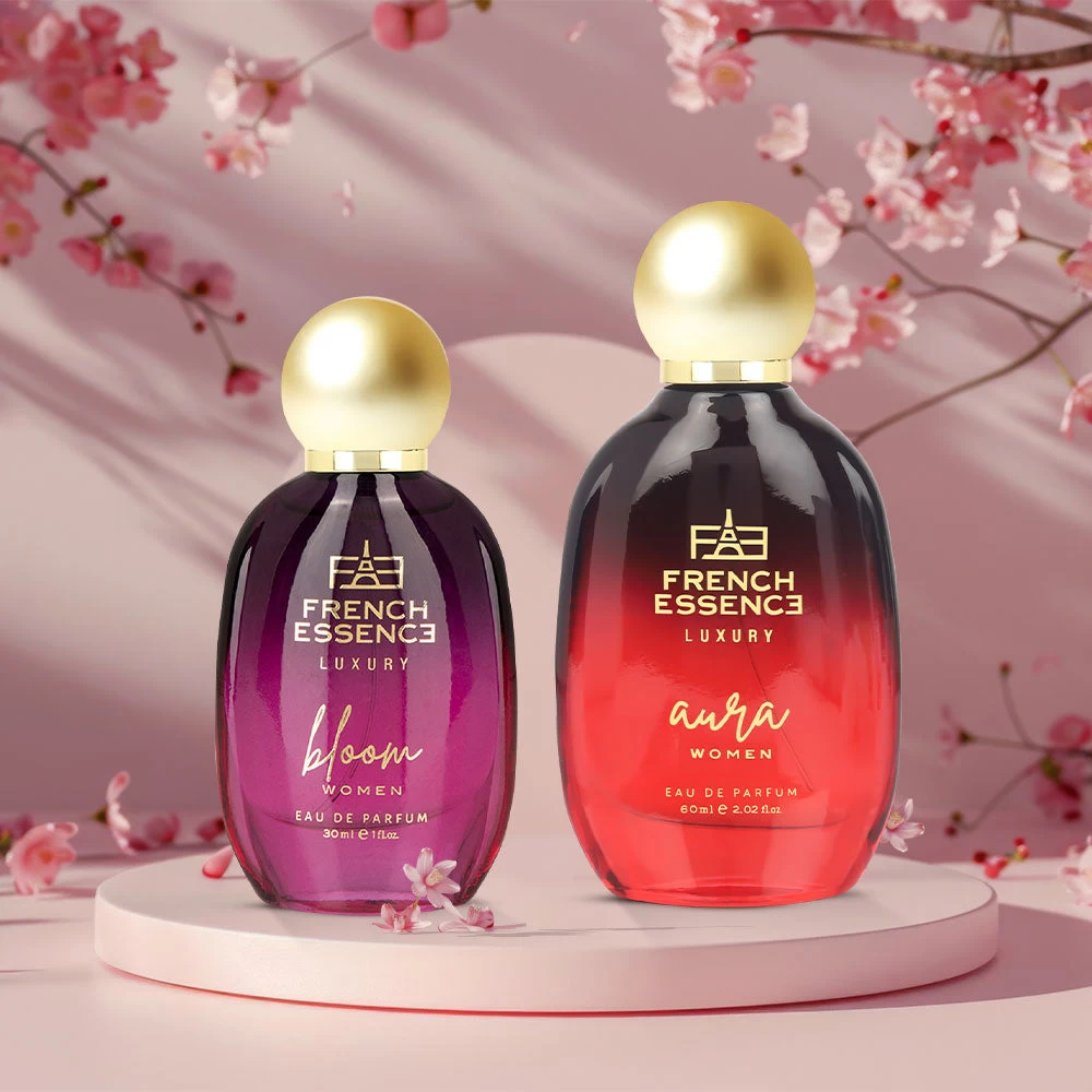 French Essence Bloom + Aura (30ml+60ml) Premium Perfume Set for Women (Pack of 2)