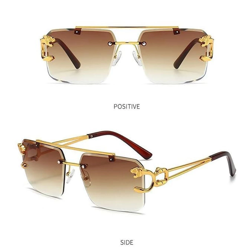 Stylish Golden Metal Frame UV Protection Sunglasses for Men & Women