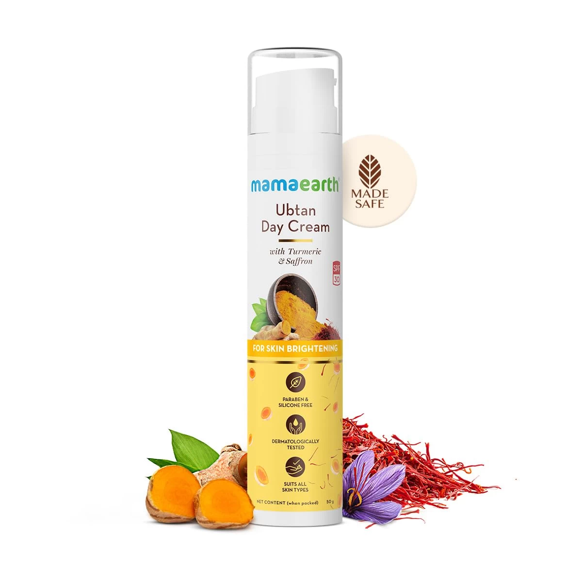 Mamaearth Ubtan Day Cream for glowing skin with Turmeric & Saffron for Skin Brightening – 50 g
