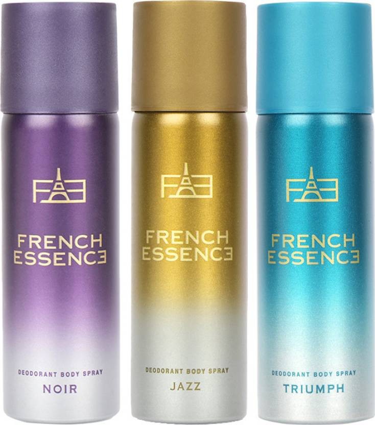 French Essence Combo Pack - Jazz, Noir & Triumph Deodorant Spray for Men 150 ml each