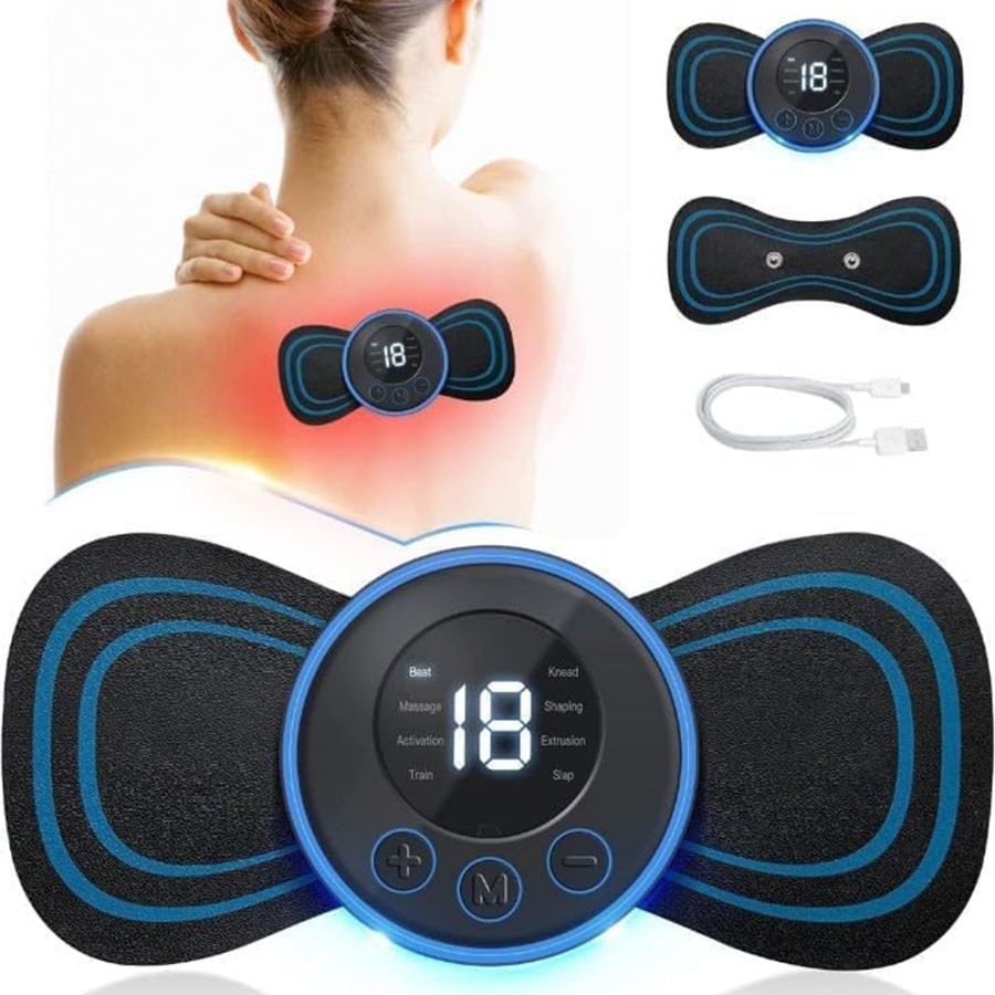 Body Massager Machine for Pain Relief Wireless Massager 8 Mode & 19 Strength Level EMS Massager Mini Massager for Shoulder Legs Massage Neck Massager Mini Back Massager