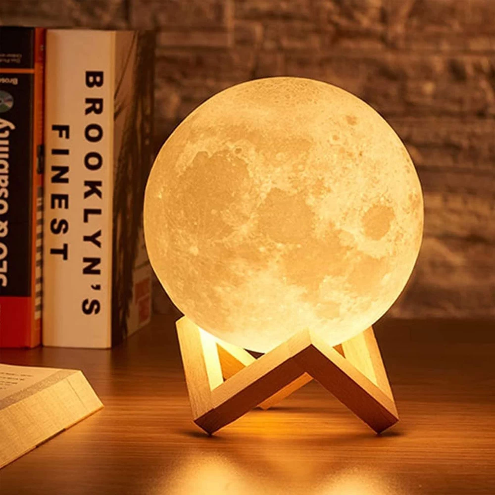 3D Moon Lamp Night Light Night Lamp (15 cm, Multicolor)