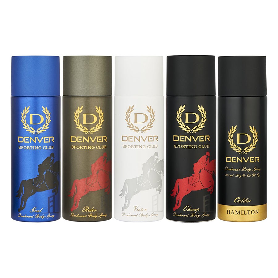 Denver Goal, Rider, Victor, Champ and Caliber Combo Deodorant Spray - For Men (1000 ml