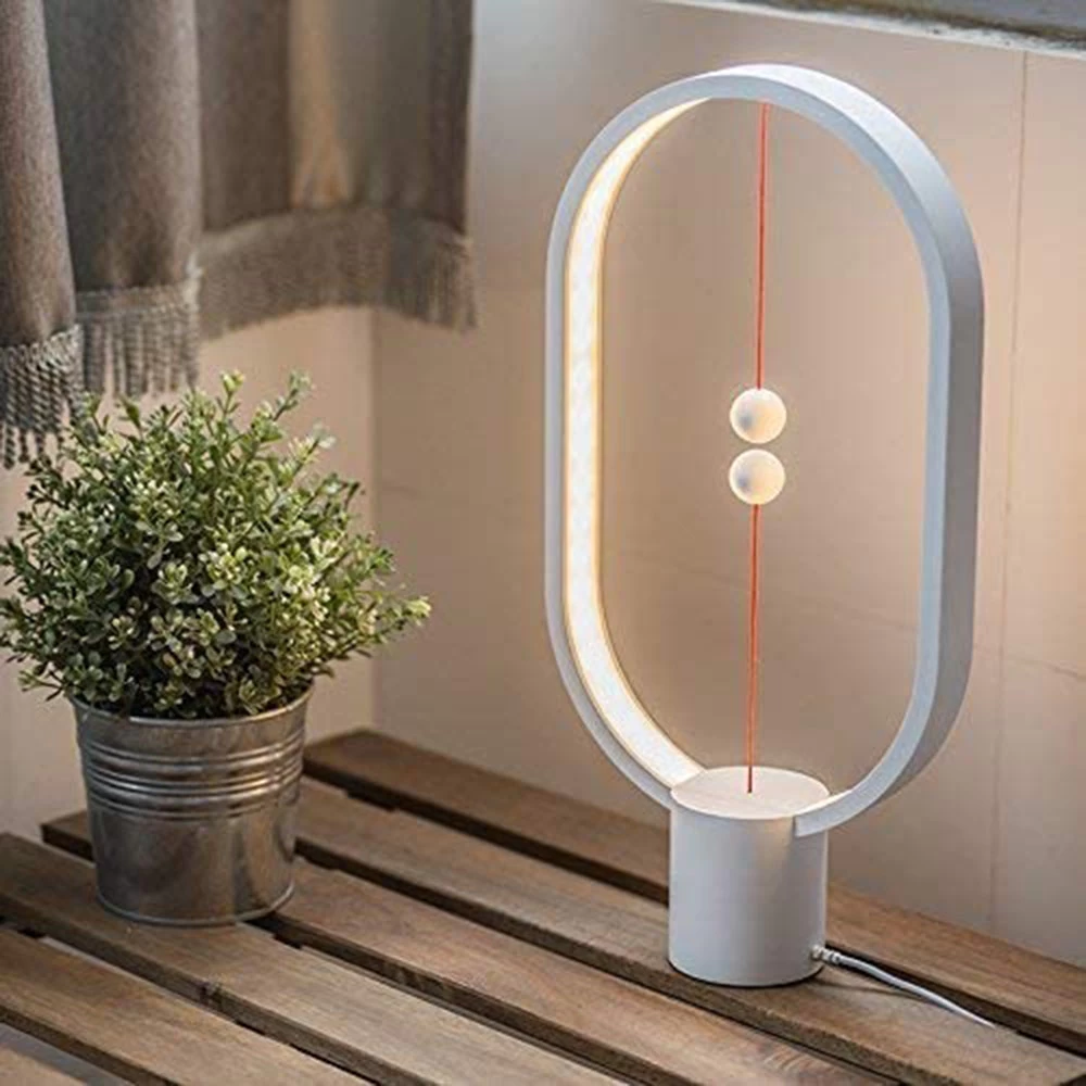 Creative LED Smart Balance Wireless Magnetic Suspension Adjustable Brightness Bedside Decoration Night Table Lamp (Multicolour)