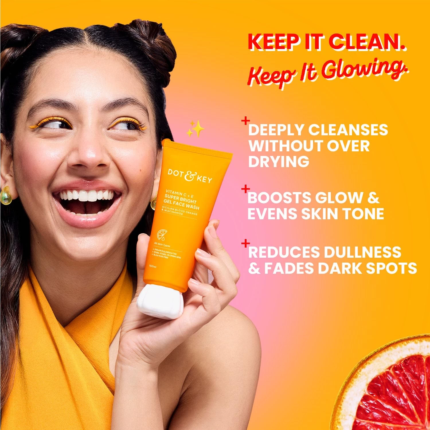 Dot & Key Vitamin C + E Super Bright Gel Face Wash Combo | For Glowing And Brightening Skin | All Skin Types|With Triple Vitamin C, Fades Dark Spots & Pigmentation