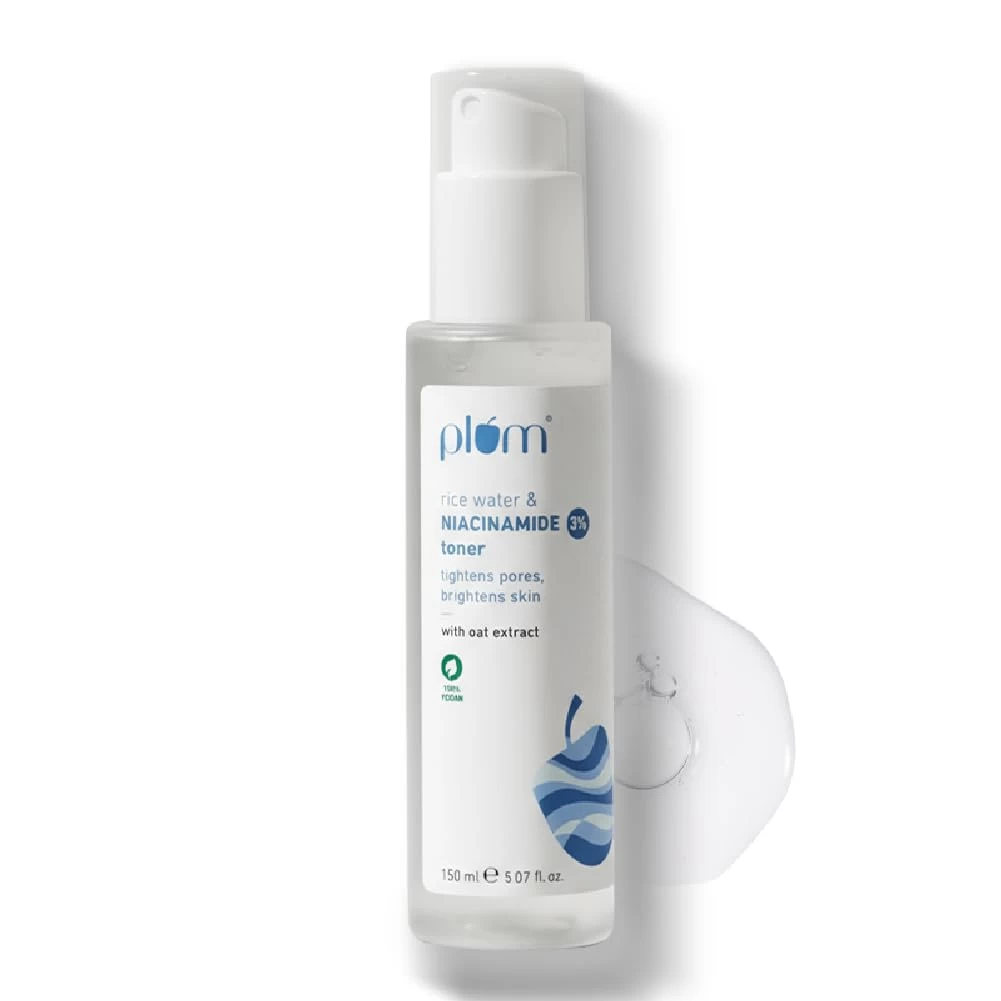 Plum 3% Niacinamide & Rice Water Face Toner | Alcohol-Free Toner for Oily Acne Prone Dry Combination Skin