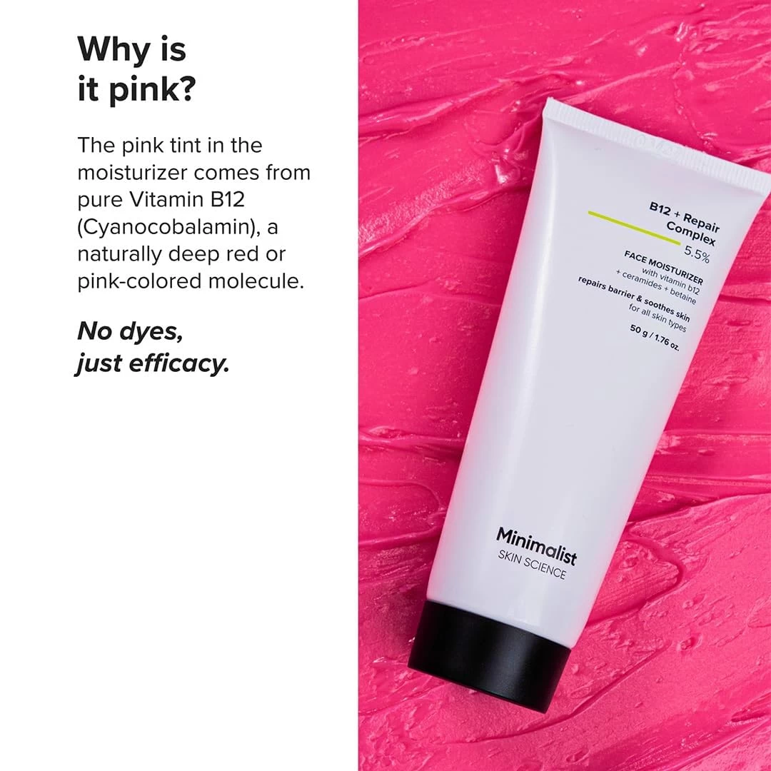 Minimalist Barrier Repair Face Moisturizer with Vitamin B12 Complex 5.5% with Ceramides for All Skin Types | Strengthens Skin Barrier, Boosts Hydration, Soothing, Lightweight Gel Texture |
