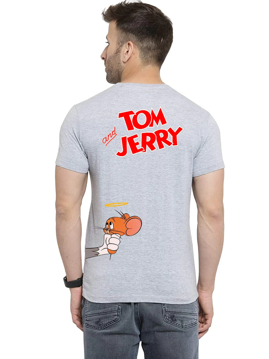 Men Graphic Print Round Neck Cotton Blend T-Shirt