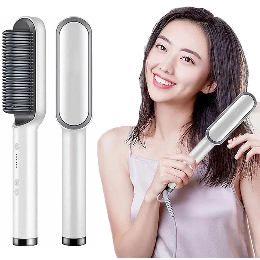 Hair Straightener Brush Straightener Comb with Ceramic PTC Heating, 5 Temp Settings Straightening Brush or Women, Professional Hair Tools for Styling