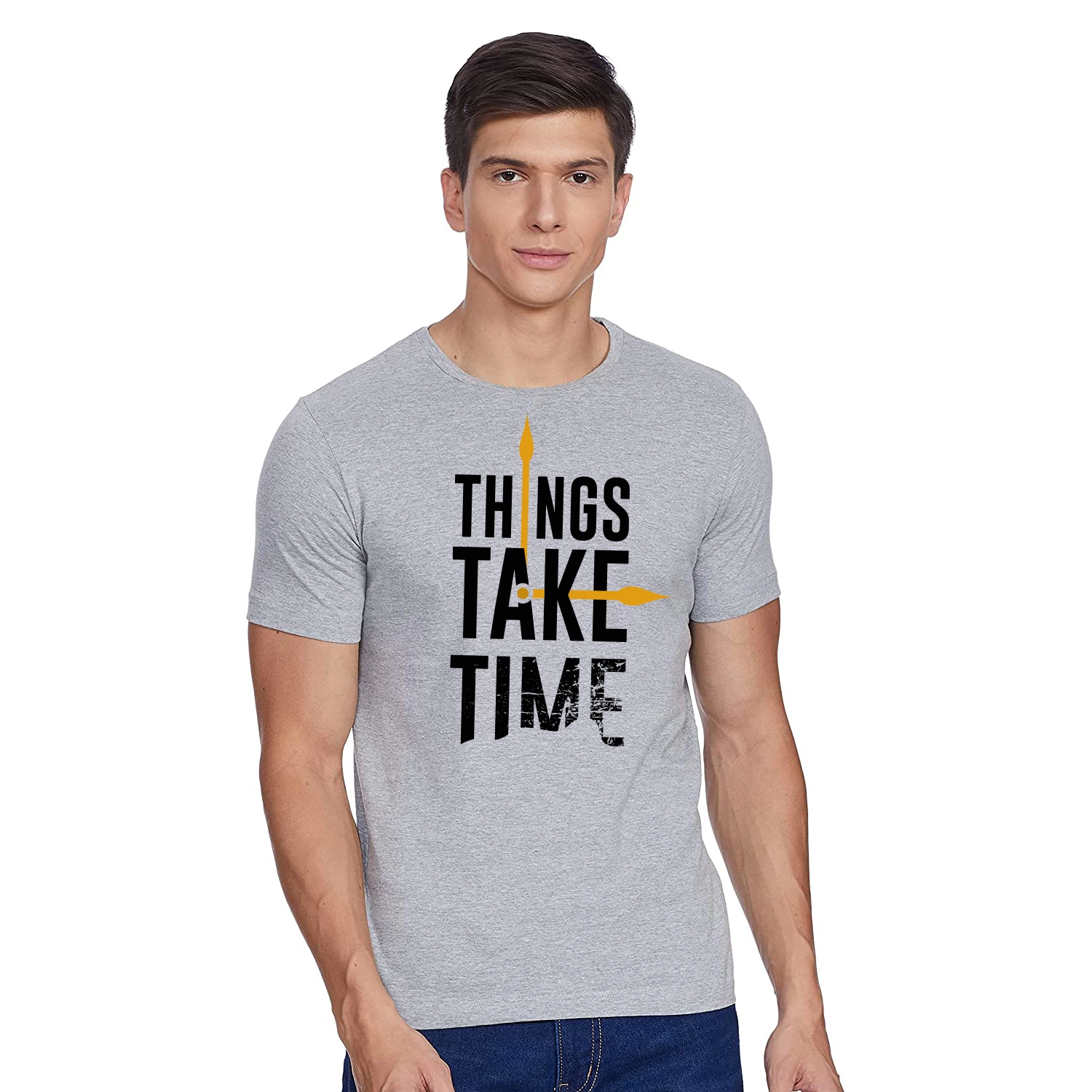 IKING  Styles Men Typography Round Neck Polyester T-Shirt