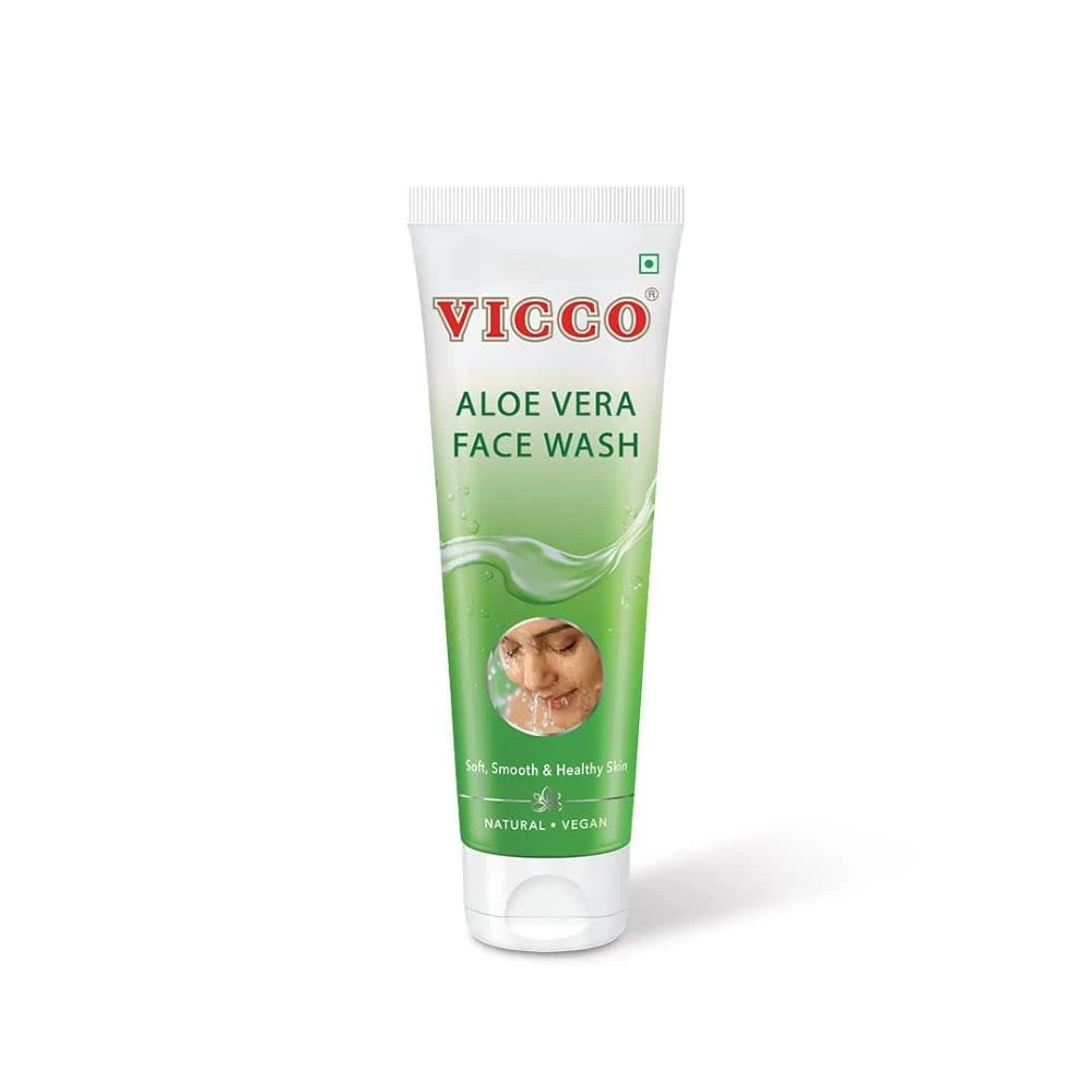 Vicco Aloe Vera Face Wash, Pure Aloe Vera Extracts, Soft, Smooth & Healthy Skin, Fights Pimples & Acne, Suitable for All Skin Types, Pack of 3 (70 gm)