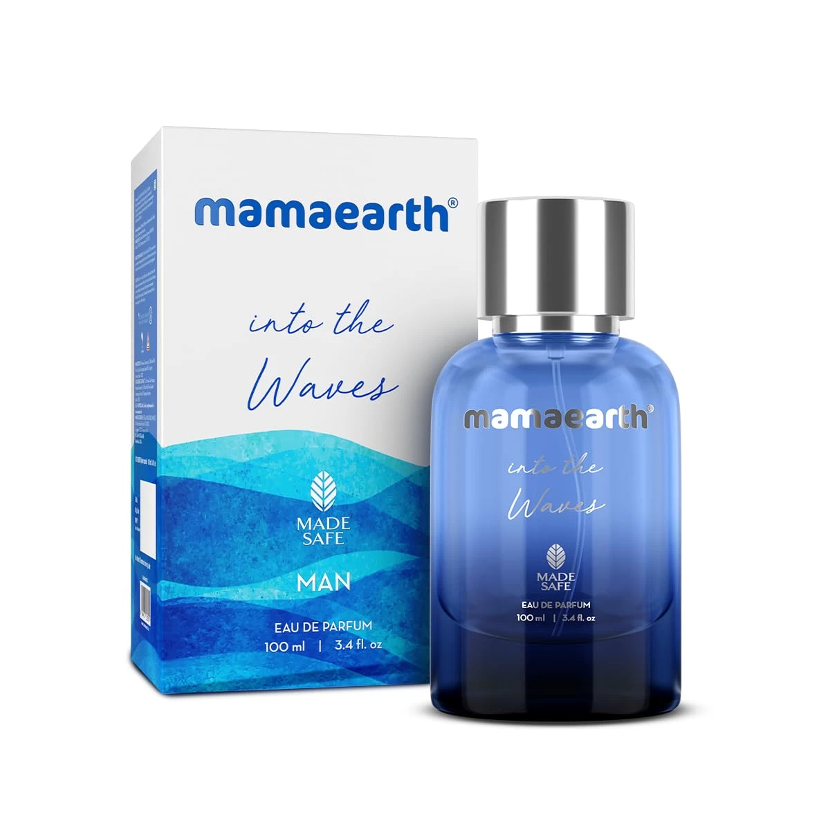 Mamaearth Into The Waves Eau De Parfum for Men | 100 ml | Fresh Aquatic Long-Lasting Fragrance with Bergamot & Musk | Made Safe Certified, Premium Perfume for Everyday Wear