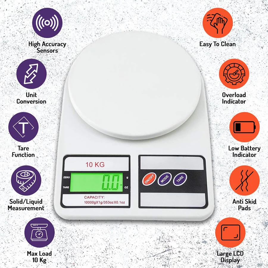 Kitchen Weight Machine 10KG - Jewellery & Food Weighing Scale Weighing Scale (Off White)