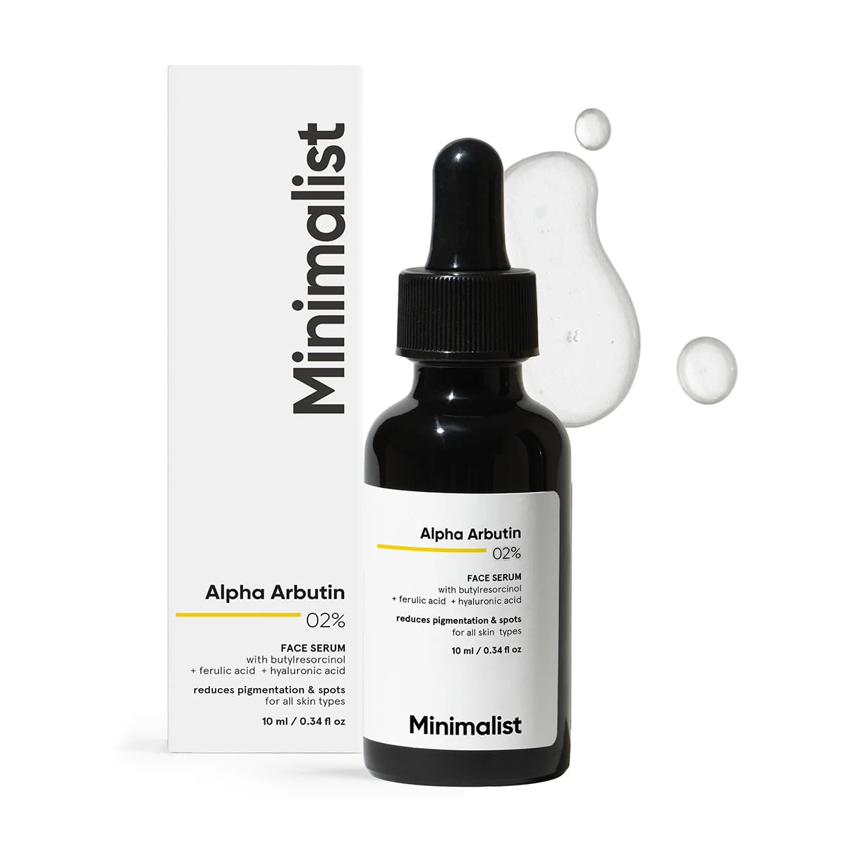 Minimalist Dark Spots Removal Serum with 2% Alpha Arbutin for Hyperpigmentation | Suitable for All Skin Type | Face Serum for Blemishes, Acne Marks & Tanning with Hyaluronic Acid| Fragrance-Free & Non