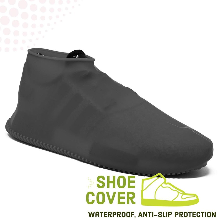 Silicon Waterproof Anti-Slip Overshoes Shoes Cover for Men, Women and Kids Reusable Boot Cover Rain Indoor, Outdoor (Large, Black)v